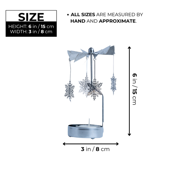 Silver Small 6" Metal Candle Holder with 1 Tealight Candle, Spinning Top, Diwali Gifts, Desk Altar Living Room Decor by Sona Casa