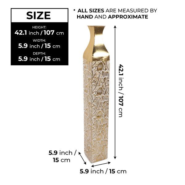 Modern Decorative Metal Tall Vase, Gold Living Room Decor, 42" Pots for Pampas Grass-Sona Casa