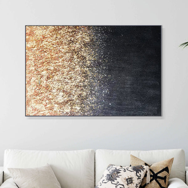 Black Brown Abstract Canvas Wall Art, 47" Living Room Hotel Wall Decor by Sona Casa