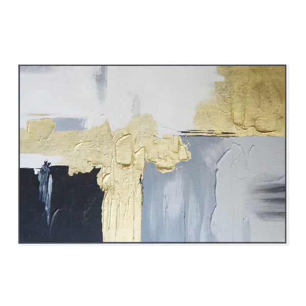 Golden Grey Wall Painting, 47" Abstract Textured Artwork, Living Room Decor by Sona Casa