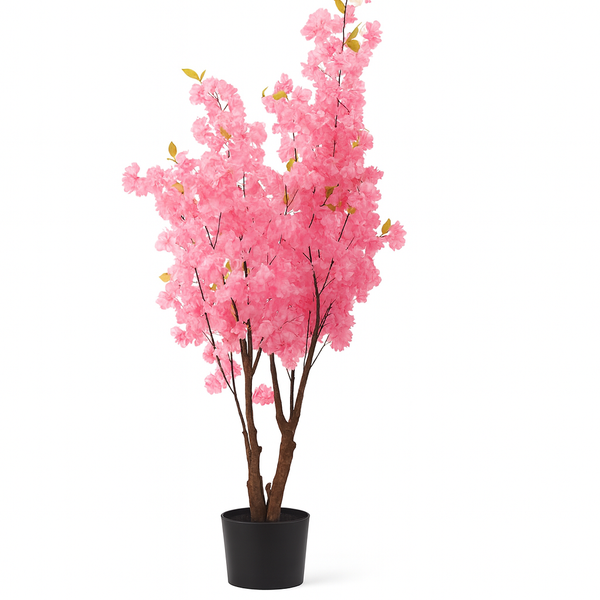 5 ft Tall Faux Pink Sichuan Cherry Blossom, Nearly Natural Large Artificial Tree, Indoor Decor for Living Room, Office, Patio-Sona Casa