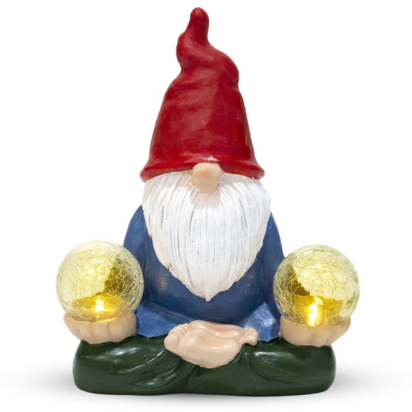 Solar Garden Gnome 10" Patio Porch Decor Statue Figurine, Lawn Yard Art, Outdoor Figurines, Cute Gifts by Sona Casa