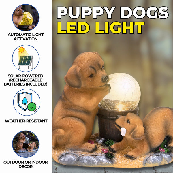 Solar Garden Dog Statue, Housewarming Gift For Dog Lovers, 9" Outdoor Decor by Sona Casa