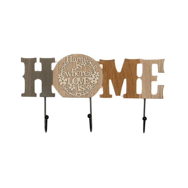 Rustic Farmhouse Wooden Key Holder Hanger, 3-Hook 11" Wide Wall Mount Organizer For Caps, Leashes, Keys, Home, Entryway Decor by Sona Casa