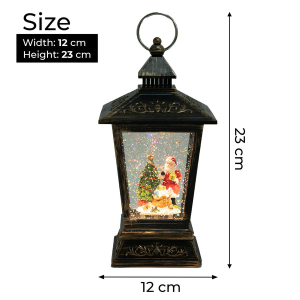 Christmas Snow Globe Lantern with Lights and Music, Santa with Christmas Tree, and Fake Snow - Great for Decoration and as a Gift by Sona Casa