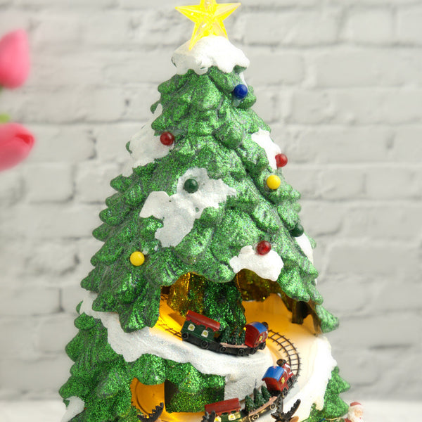 Large Animated Christmas Tree with 2 Moving Trains, Village, Lights and Music - Unique Christmas Decor for Home, Office, or Room and a Thoughtful Christmas Present by Sona Casa