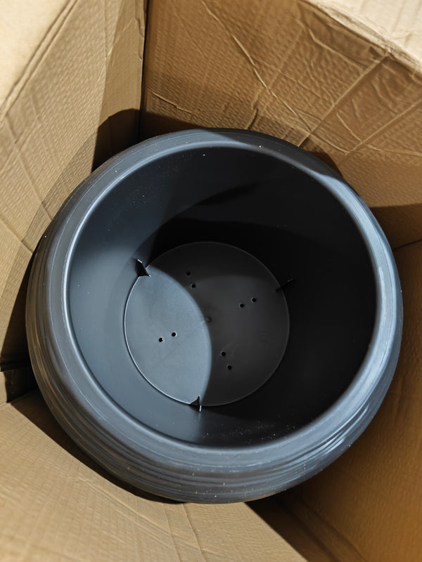 Round Black Plant Pot, Indoor Outdoor Home, Office, Patio, Front Porch, Backyard Decor, 18" Succulent Planter by Sona Casa