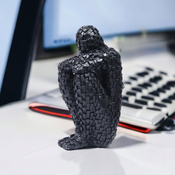 Small Black Abstract The Thinker Statue, Unique Home Decor, Housewarming Gift 8 inch 20 cm by Sona Casa