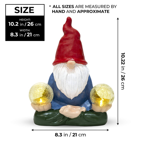 Solar Garden Gnome 10" Patio Porch Decor Statue Figurine, Lawn Yard Art, Outdoor Figurines, Cute Gifts by Sona Casa