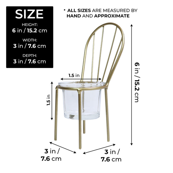 Candle Holder, Chair Design, Gold Decor, 6" Metal Tabletop Centerpiece by Sona Casa