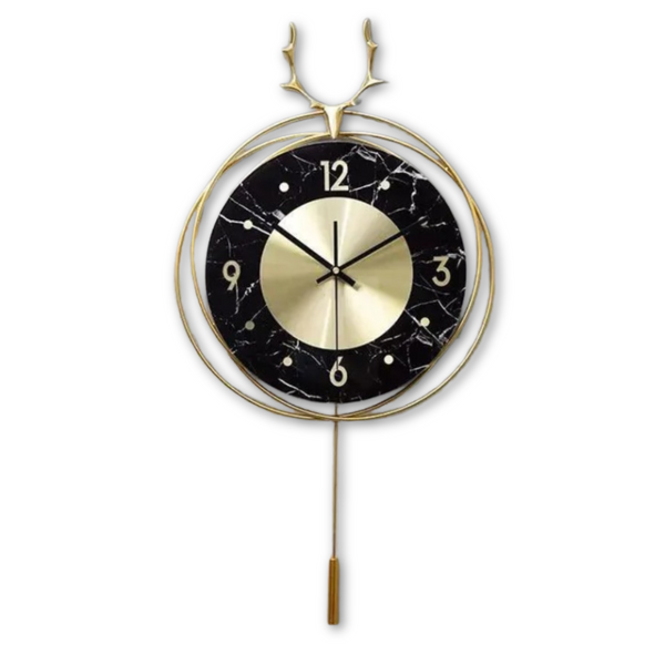 Vertical Gold and Black Silent Pendulum Wall Clock, 22" Modern Decorative Clock for Home, Office, Living Room, Bedroom by Sona Casa