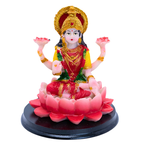 Red Lakshmi Goddess Statue, 4" Diwali Decor Gift, Pooja Mandir, Car Decor by Sona Casa