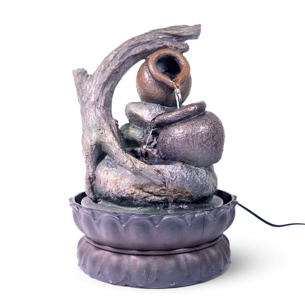 Indoor Water Fountain, 11" Tiered Desktop Waterfall for Home, Office, Relaxing Water Feature, Adjustable Pump by Sona Casa