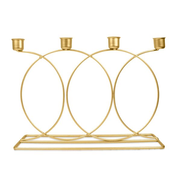 Metal Taper Candle Holder, 4 in 1 Gold Light Holders, 9" Mantel Decor by Sona Casa