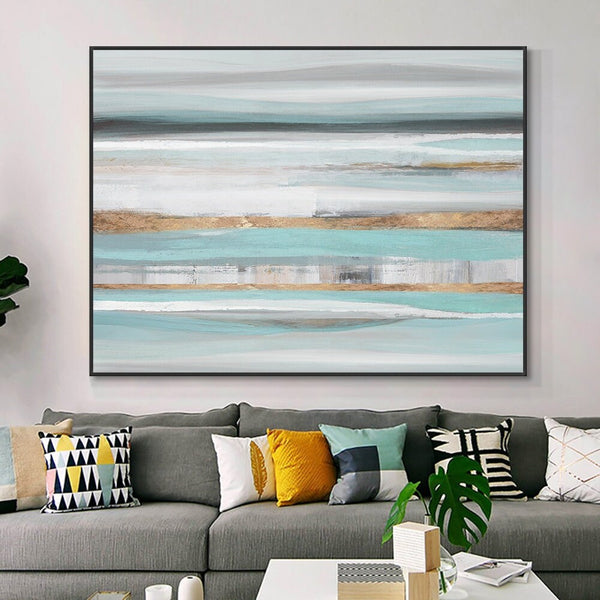 Original Painting on Canvas, Textured Seascape Abstract, Contemporary Office Wall Decor by Sona Casa