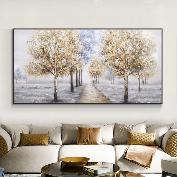 Beautiful Winter Landscape Painting, Black and White Wall Art, Nature Wall Art, Large Handmade Painting On Canvas for Living Room Home Decor by Sona Casa
