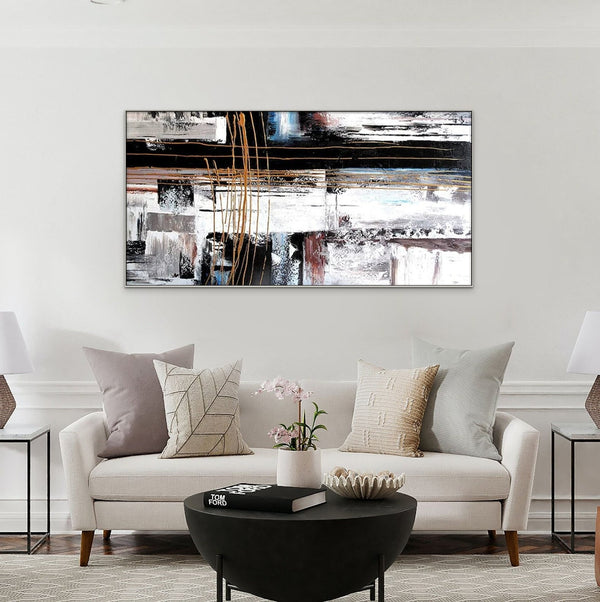 Handmade Abstract Art, Deep Space Oil Painting, Minimalist Bedroom Wall Painting, Framed Wall Art for New Home by Sona Casa