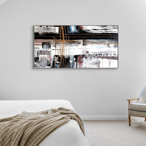 Handmade Abstract Art, Deep Space Oil Painting, Minimalist Bedroom Wall Painting, Framed Wall Art for New Home by Sona Casa