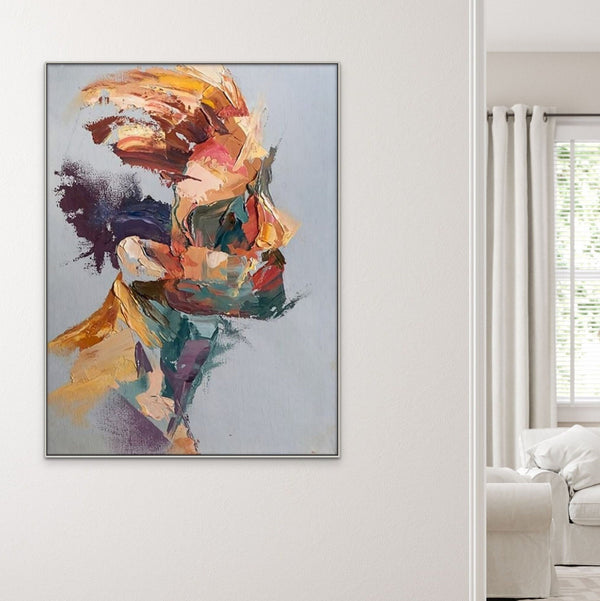 Abstract Wall Decor Abstract Reality Large Wall Painting Man Portrait Abstract Painting Handmade Wall Art Living Room Wall Decor Gift by Sona Casa