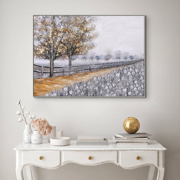 Country Road Painting - Textured Impasto Oil Artwork, Large Canvas Wall Decor for Living Room by Sona Casa