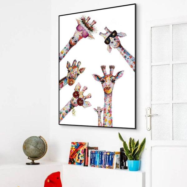 Giraffe Animal Painting On Canvas, Painting for Kids Room, Colorful Art, Nursery Decor, Wall Decor for Kids Room, Wall Painting for Playroom by Sona Casa