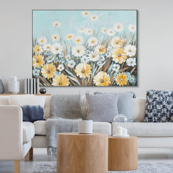 Floral Wall Art, Hand-Painted Spring Blossoms Painting, Large Canvas Wall Art for Living Room, Unique Housewarming Gift by Sona Casa