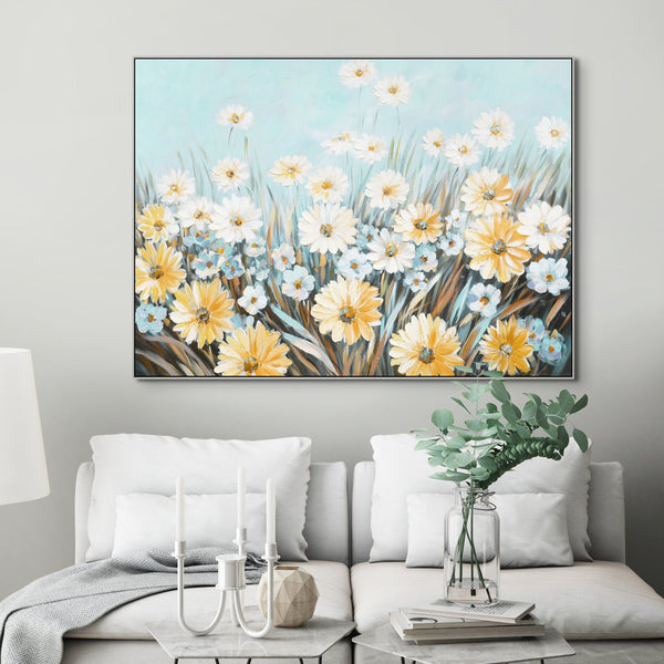Floral Wall Art, Hand-Painted Spring Blossoms Painting, Large Canvas Wall Art for Living Room, Unique Housewarming Gift by Sona Casa