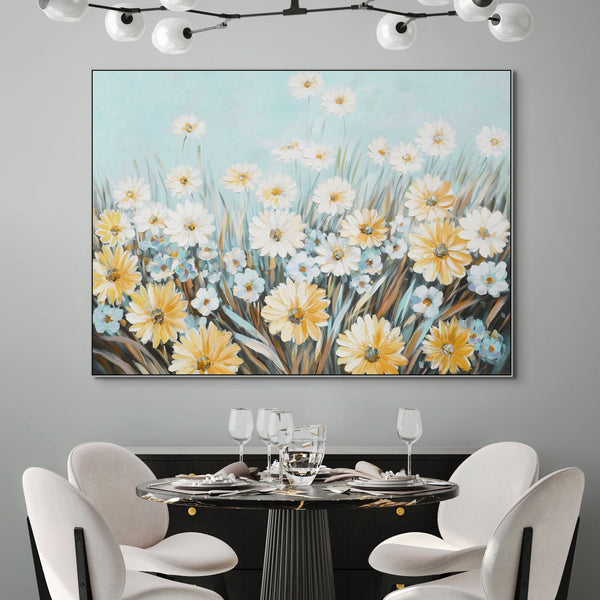 Floral Wall Art, Hand-Painted Spring Blossoms Painting, Large Canvas Wall Art for Living Room, Unique Housewarming Gift by Sona Casa