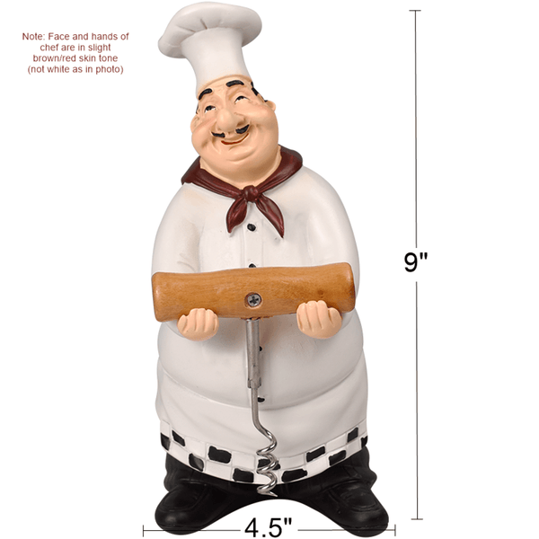 Chef Wine Cork Opener, Resin Statue, Kitchen Restaurant Bar Decor by Sona Casa