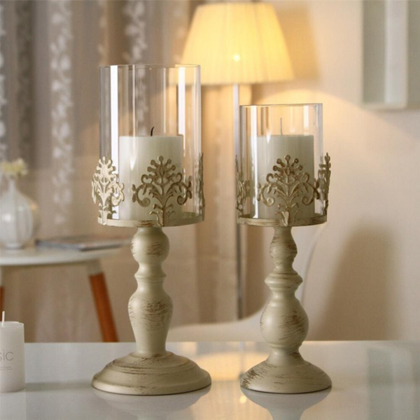 Retro Candle Holder Set, 15" 13" 10" Classy Tabletop Decorations by Sona Casa