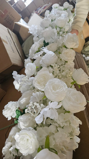 4 Feet White flowers runner for wedding event decoration by Sona Casa