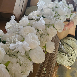 4 Feet White flowers runner for wedding event decoration by Sona Casa