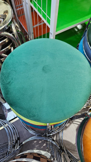 Petite Lightweight Green Stool with Gold Frame, Fabric Seat Compact Living Room Accent Home Decor by Sona Casa