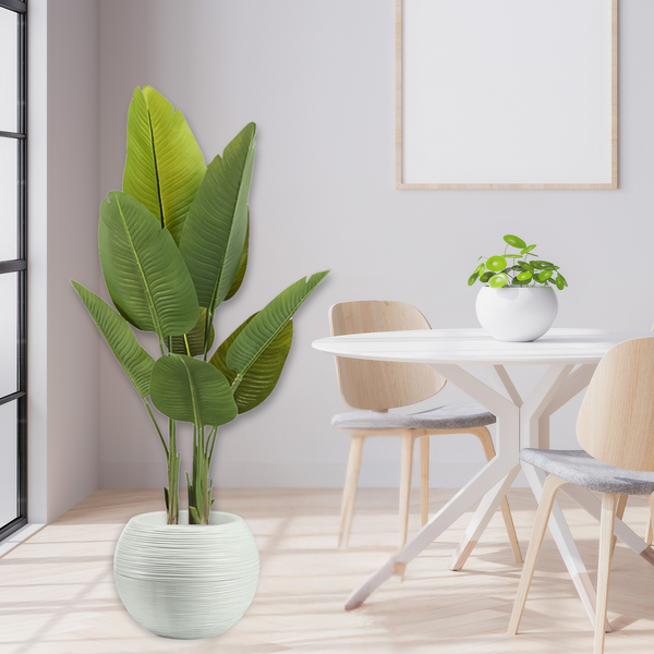 Large Artificial Bird of Paradise, 47" Fake Plant with Base Pot, Indoor Outdoor Living Room, Porch, Patio, Home Decor Gifts