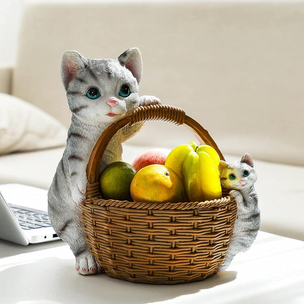 Cute Cat Storage Basket Gift for Animal Lovers Pot and Planters Patio Decor by Accent Collection