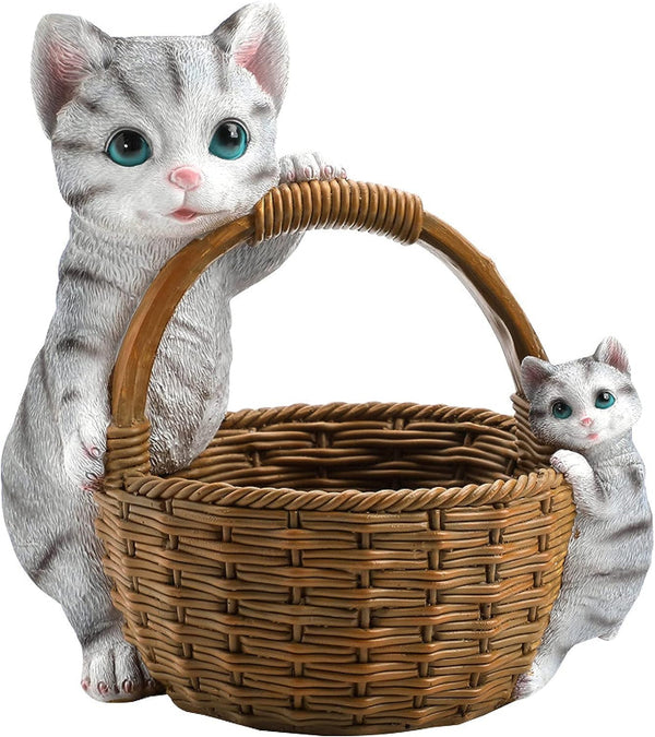 Cute Cat Storage Basket Gift for Animal Lovers Pot and Planters Patio Decor by Accent Collection