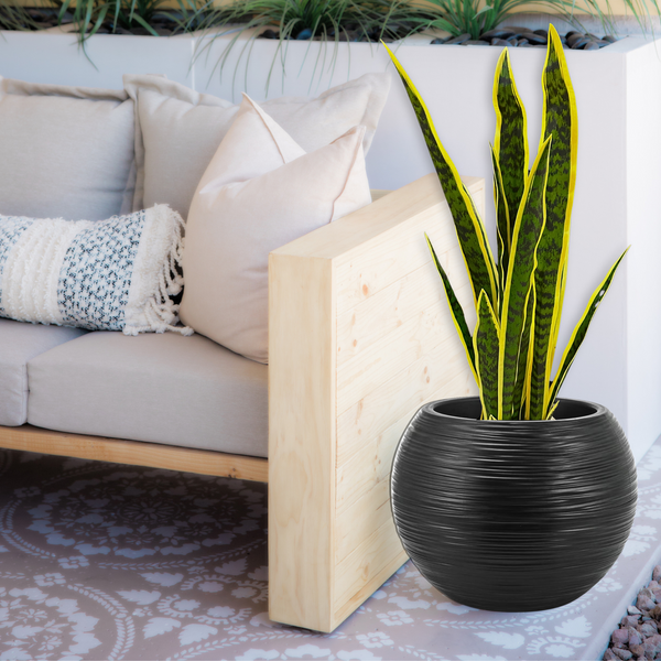 Large Artificial Snake Plant, Realistic Fake 30" Faux Plant with Cement Base, Indoor Outdoor Home Decor, Patio, Front Porch, Living Room Ornament