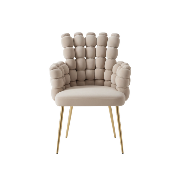 Set of 2 Modern Beige Upholstered Accent Chairs with Elegant Gold Metal Frames, Stylish & Comfortable Seating, Home Office Decor-Sona Casa