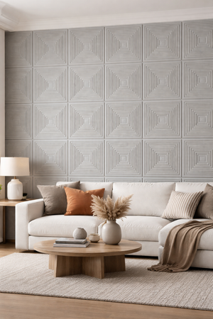 3D PVC Wall Panel, White Geometric Pattern by Sona Casa