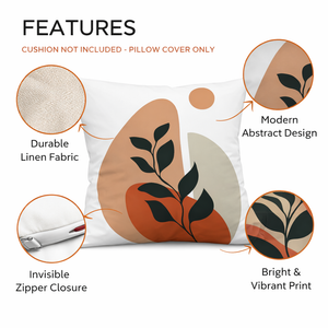 Modern Minimalist Square Pillowcase, 17 x 17 Inch Farmhouse Bohemian Decorative Cushion Cover for Living Room Bedroom by Sona Casa