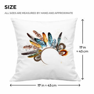 Modern Minimalist Square Cushion Cover, 17 x 17 Inch Feather Design Farmhouse Bohemian Decorative Pillowcase for Living Room Bedroom by Sona Casa