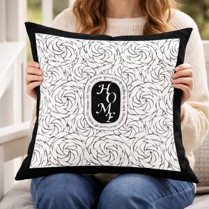 Modern Minimalist Square Cushion Cover, 17 x 17 Inch Contemporary Black & White Decorative Pillowcase for Living Room Bedroom by Sona Casa