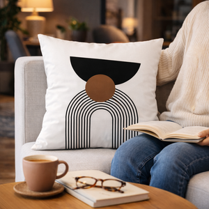 Modern Square Cushion Cover, 17 x 17 Inch Minimalist Farmhouse Bohemian Decorative Pillowcase for Living Room Bedroom by Sona Casa