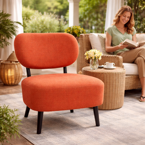 Comfortable Orange Fabric Accent Chair for Lounge, Home, Office, Living Room, Hotel Decor by Sona Casa