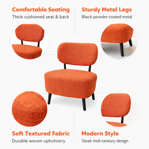 Comfortable Orange Fabric Accent Chair for Lounge, Home, Office, Living Room, Hotel Decor by Sona Casa