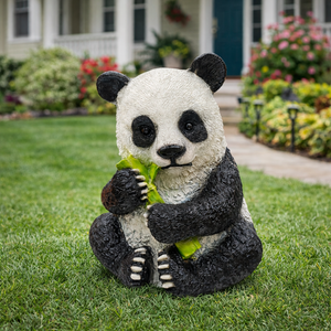Large Panda Statue, 16" Lawn Ornaments, Indoor Outdoor Garden Patio Decor by Sona Casa