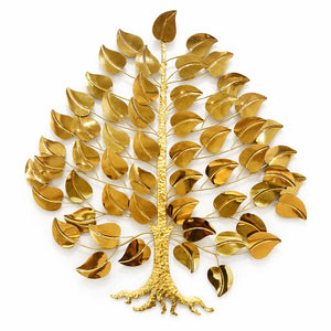 Large Gold Tree Metal Wall Sculpture, 34 inch Modern Tree of Life Wall Art Decor for Home or Office by Sona Casa