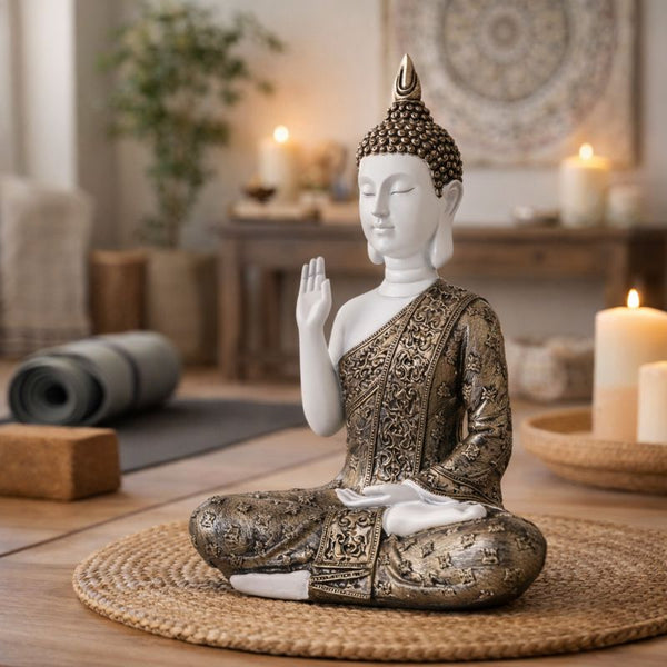 Small Meditating Buddha Statue 12" Tabletop Centerpieces Home Decor Gifts, Desktop, Shelf Shrine Ornament