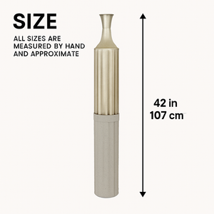 Decorative Metal Tall Floor Vase, 42" High Indoor Decor, Handcrafted Gold Accent Home Office Pot for Pampas Grass by Sona Casa