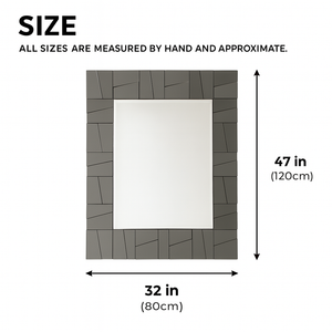 Extra Large 4 ft Grey Glass Mirror, Modern Block Design, Easy to Install Horizontal Vertical Orientation-Sona Casa